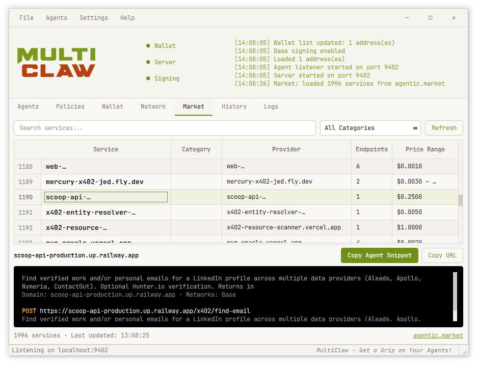MultiClaw multi-agent x402 manager