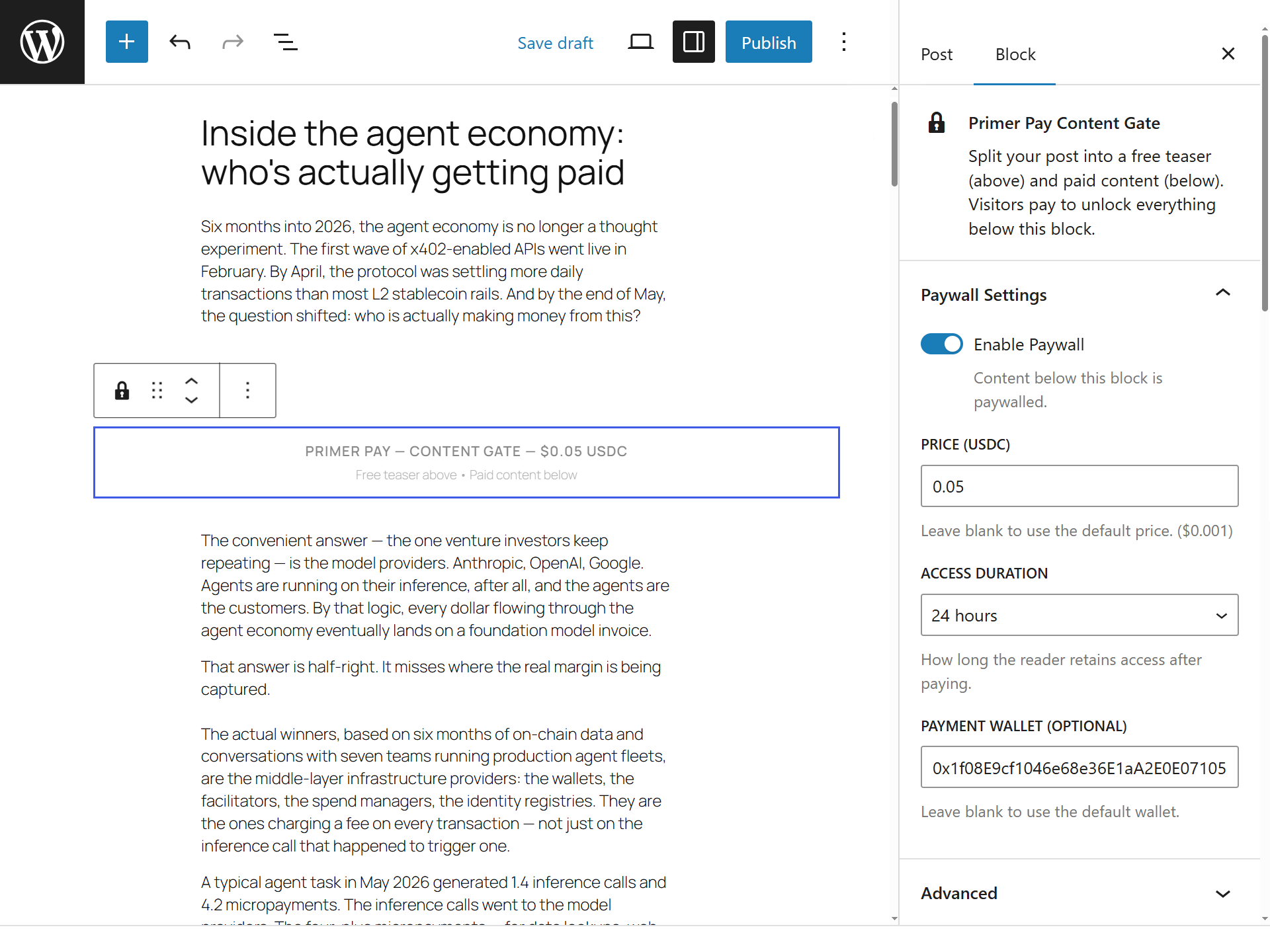 Crimer Pay for WordPress — Gutenberg block